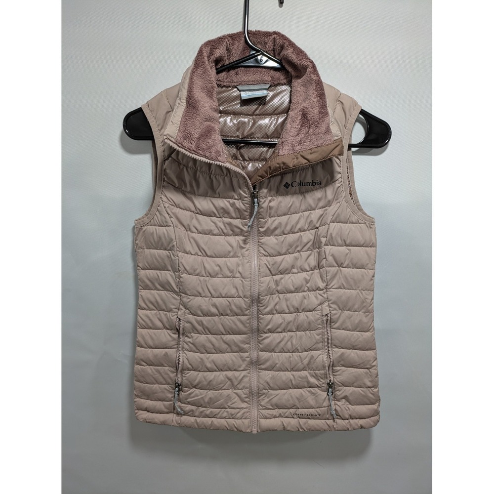 Womens Columbia Omni-Heat Faux Fur Purple Quilted Puffer Sleeveless Vest Size XS